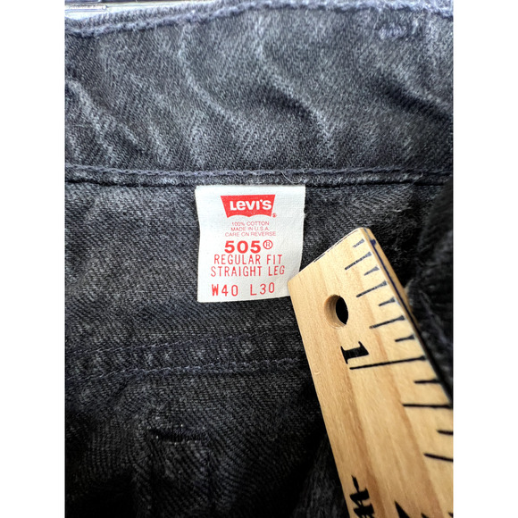 VTG Levi's 505 Jeans Mens 40x30 (38x29) Black Regular Fit Straight Leg Denim USA - Picture 9 of 12